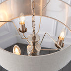 Highclere Brushed Chrome 3-Light Pendant Light with Natural Linen Shades