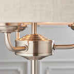 Highclere Brushed Chrome 3-Light Table Lamp with Natural Linen Shade