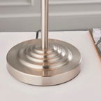 Highclere Brushed Chrome 3-Light Table Lamp with Natural Linen Shade