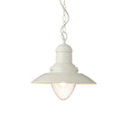 Polperro Nautical Pendant Light - Clear Glass & Pale Cream Metal