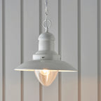 Polperro Nautical Pendant Light - Clear Glass & Pale Cream Metal