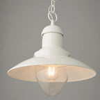 Polperro Nautical Pendant Light - Clear Glass & Pale Cream Metal