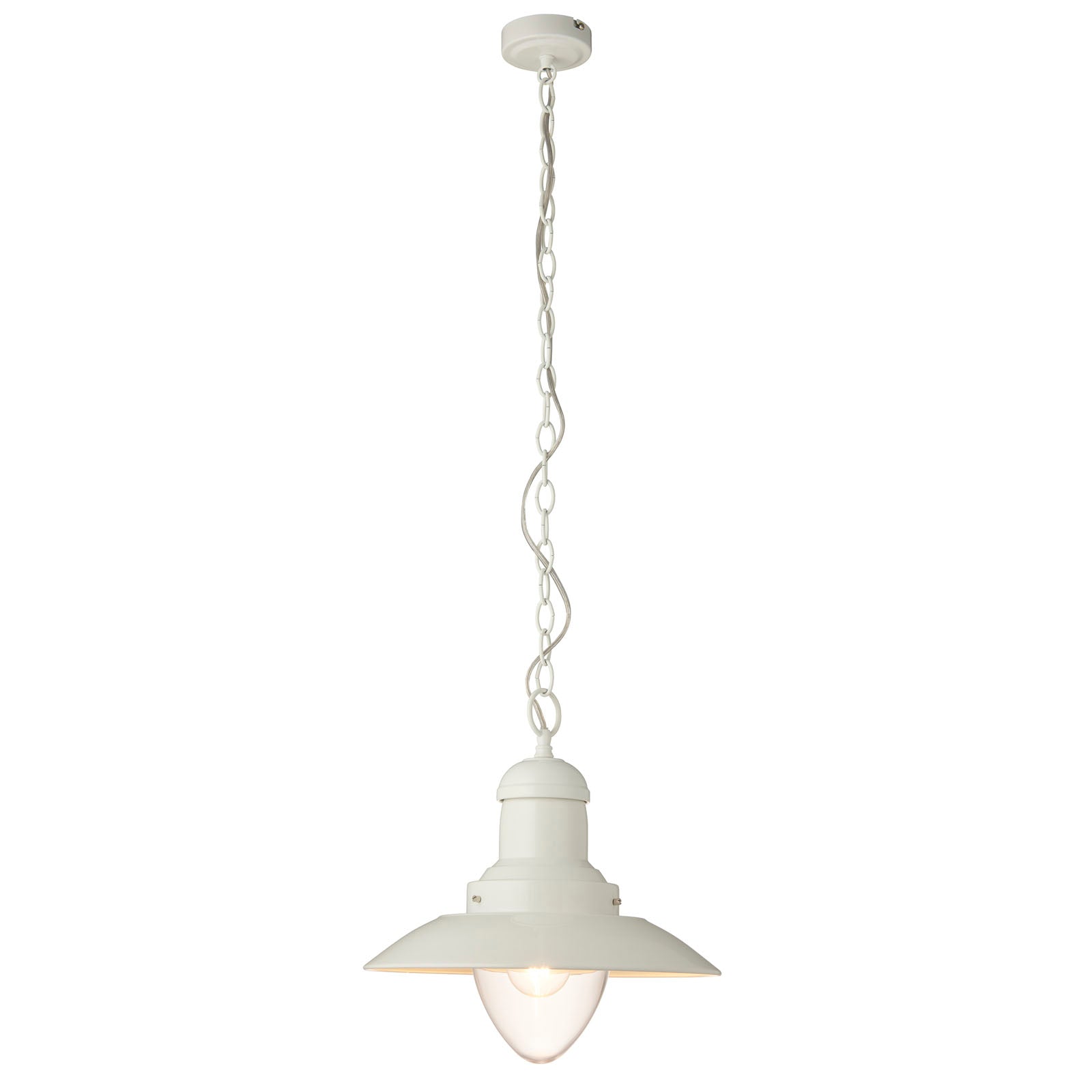 Polperro Nautical Pendant Light - Clear Glass & Pale Cream Metal