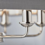 Highclere Bright Nickel 6-Light Pendant Light with Charcoal Linen Shades