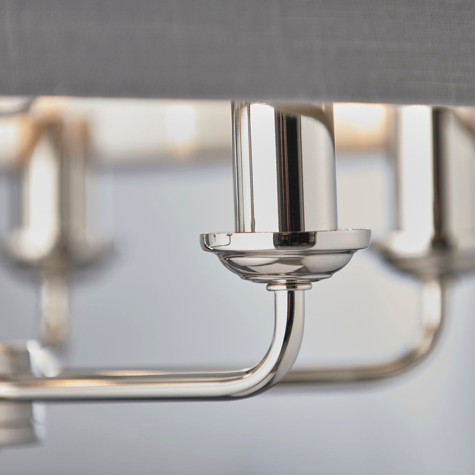 Highclere Bright Nickel 6-Light Pendant Light with Charcoal Linen Shades