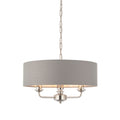 Highclere Bright Nickel 3-Light Pendant Light with Charcoal Linen Shades