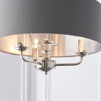 Highclere Bright Nickel 3-Light Pendant Light with Charcoal Linen Shades