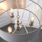 Highclere Bright Nickel 3-Light Pendant Light with Charcoal Linen Shades