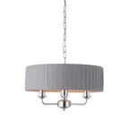 Highclere Bright Nickel Multi-Arm Pendant Light with Charcoal Silk Shades