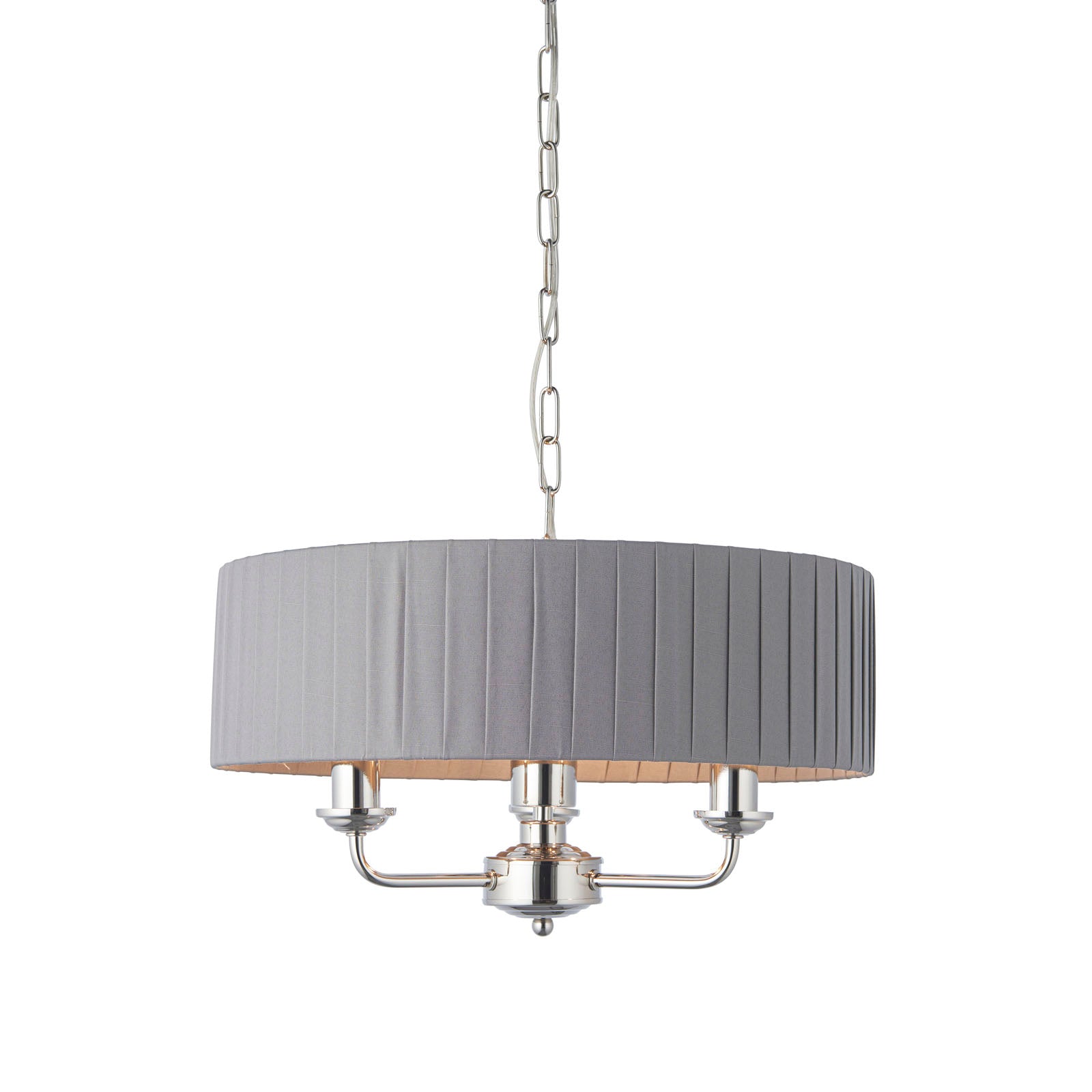 Highclere Bright Nickel Multi-Arm Pendant Light with Charcoal Silk Shades