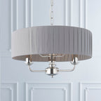 Highclere Bright Nickel Multi-Arm Pendant Light with Charcoal Silk Shades