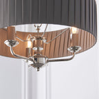 Highclere Bright Nickel Multi-Arm Pendant Light with Charcoal Silk Shades