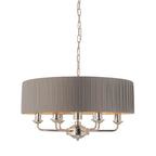 Highclere Bright Nickel Multi-Arm Pendant Light with Charcoal Silk Shades