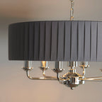 Highclere Bright Nickel Multi-Arm Pendant Light with Charcoal Silk Shades