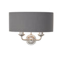 Highclere Bright Nickel 2-Light Wall Light with Charcoal Linen Shades