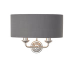 Highclere Bright Nickel 2-Light Wall Light with Charcoal Linen Shades