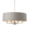Highclere Bright Nickel 8-Light Pendant Light with Charcoal Linen Shades