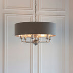 Highclere Bright Nickel 8-Light Pendant Light with Charcoal Linen Shades
