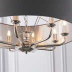 Highclere Bright Nickel 8-Light Pendant Light with Charcoal Linen Shades