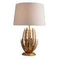 Delphine 1-Light Gold Leaf Floral Table Lamp with Fabric Shade