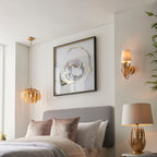 Delphine 1-Light Gold Leaf Floral Table Lamp with Fabric Shade