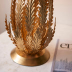 Delphine 1-Light Gold Leaf Floral Table Lamp with Fabric Shade
