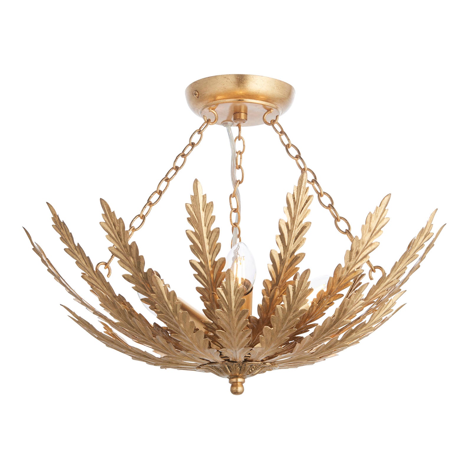 Delphine 3-Light Gold Leaf Floral Semi-Flush Mount