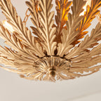Delphine 3-Light Gold Leaf Floral Semi-Flush Mount