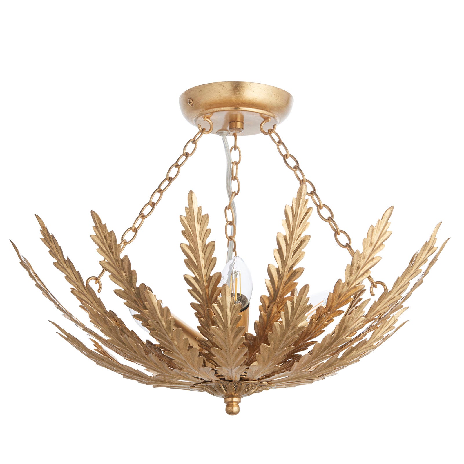 Delphine 3-Light Gold Leaf Floral Semi-Flush Mount