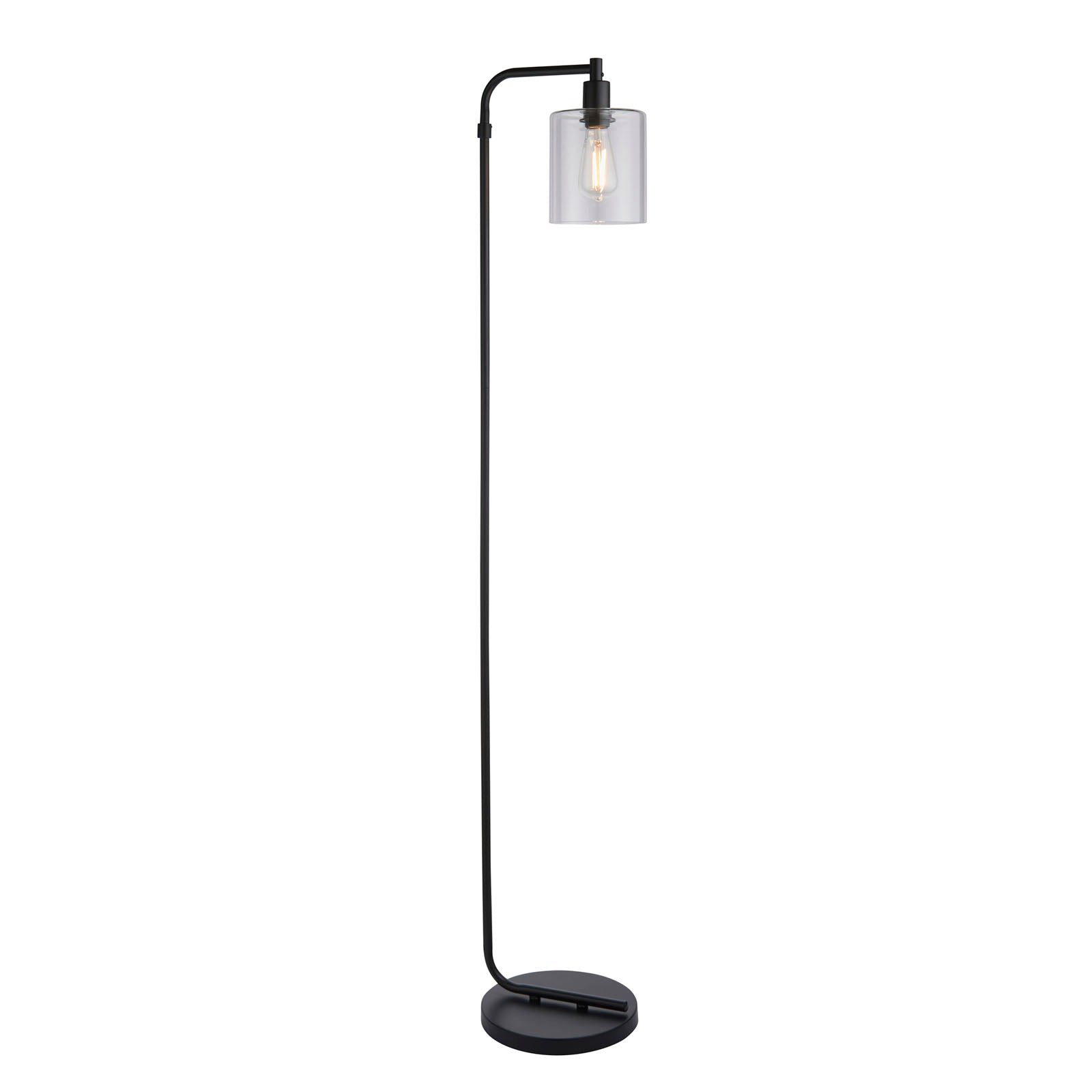 Toledo Matt Black Floor Lamp (Clear Glass Shade)