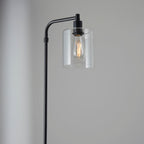 Toledo Matt Black Floor Lamp (Clear Glass Shade)