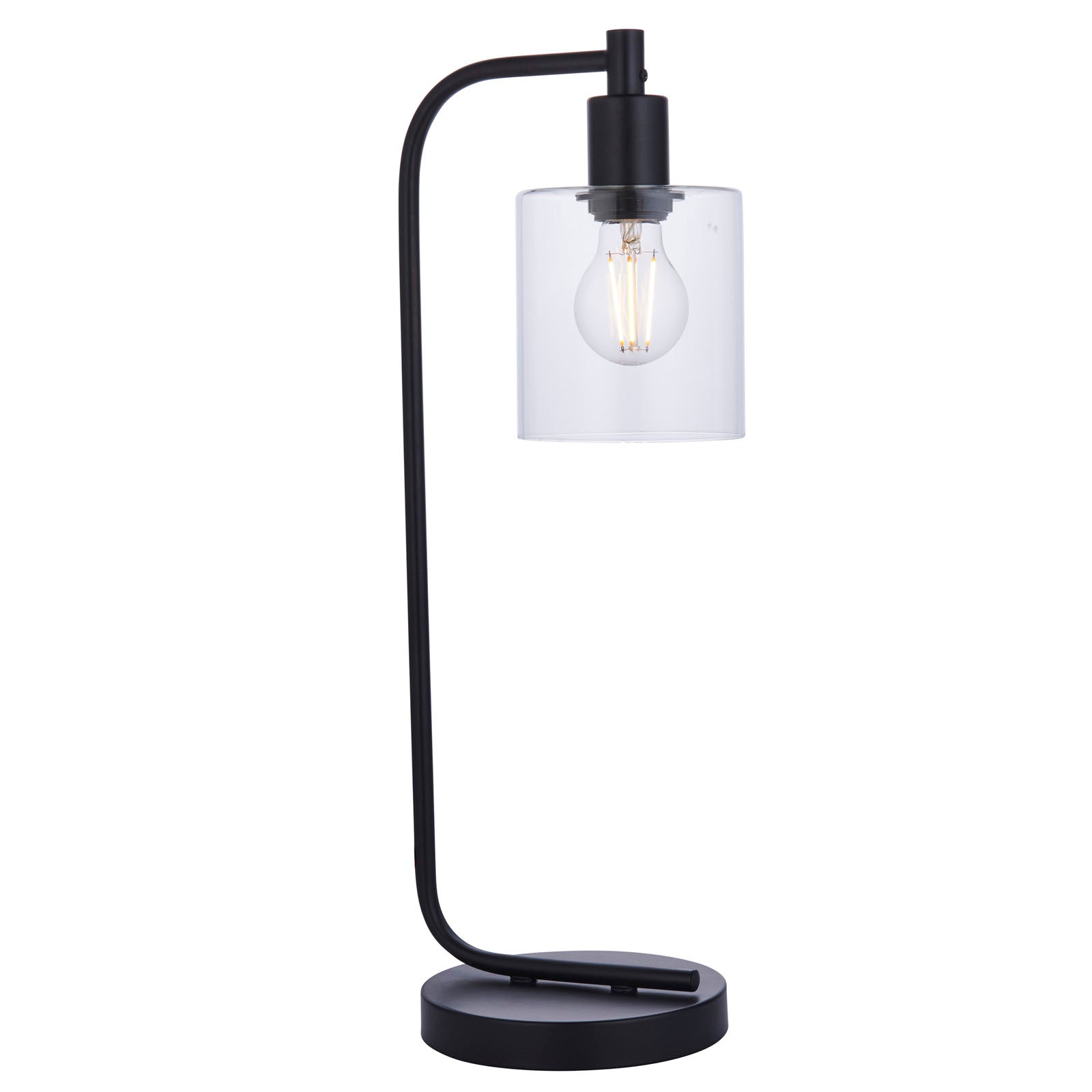Toledo Matt Black Table Lamp (Clear Glass, Black Flex)