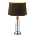 Winslet 1-Light Table Lamp with Clear Glass Base & Grey Velvet Shade