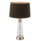 Winslet 1-Light Table Lamp with Clear Glass Base & Grey Velvet Shade