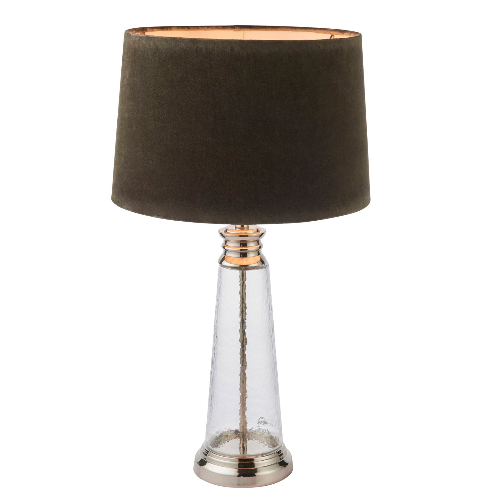 Winslet 1-Light Table Lamp with Clear Glass Base & Grey Velvet Shade