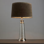 Winslet 1-Light Table Lamp with Clear Glass Base & Grey Velvet Shade