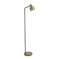 Mayfield Antique Brass & Black Industrial Floor Lamp with On/Off Switch (LED Compatible)