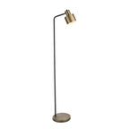 Mayfield Antique Brass & Black Industrial Floor Lamp with On/Off Switch (LED Compatible)
