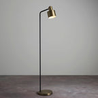 Mayfield Antique Brass & Black Industrial Floor Lamp with On/Off Switch (LED Compatible)