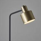 Mayfield Antique Brass & Black Industrial Floor Lamp with On/Off Switch (LED Compatible)