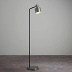 Mayfield Brushed Silver & Black Industrial Floor Lamp with On/Off Switch (LED Compatible)