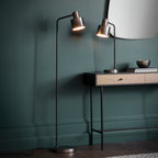 Mayfield Brushed Silver & Black Industrial Floor Lamp with On/Off Switch (LED Compatible)