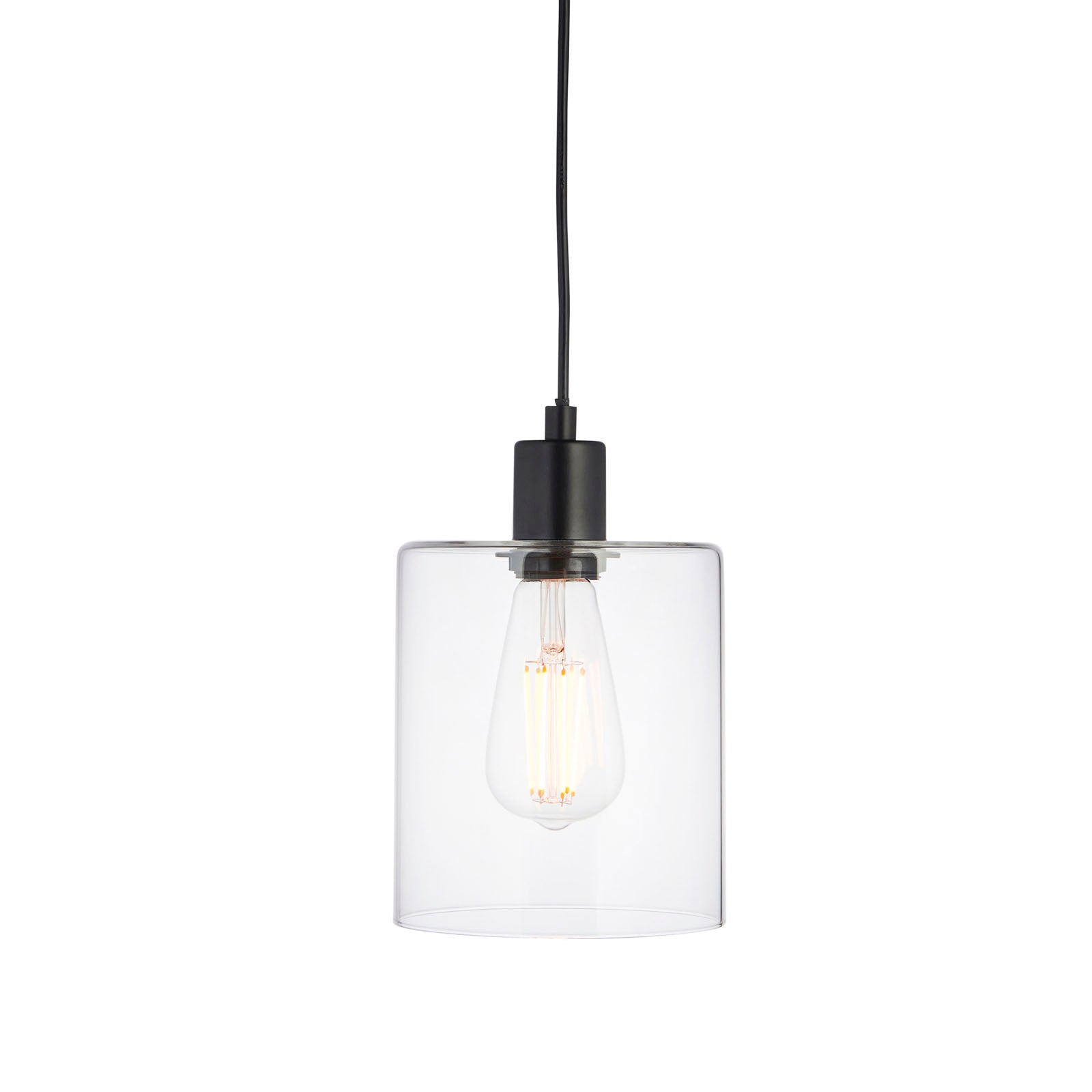Toledo Matt Black Adjustable Pendant Light (Clear Glass)