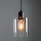 Toledo Matt Black Adjustable Pendant Light (Clear Glass)