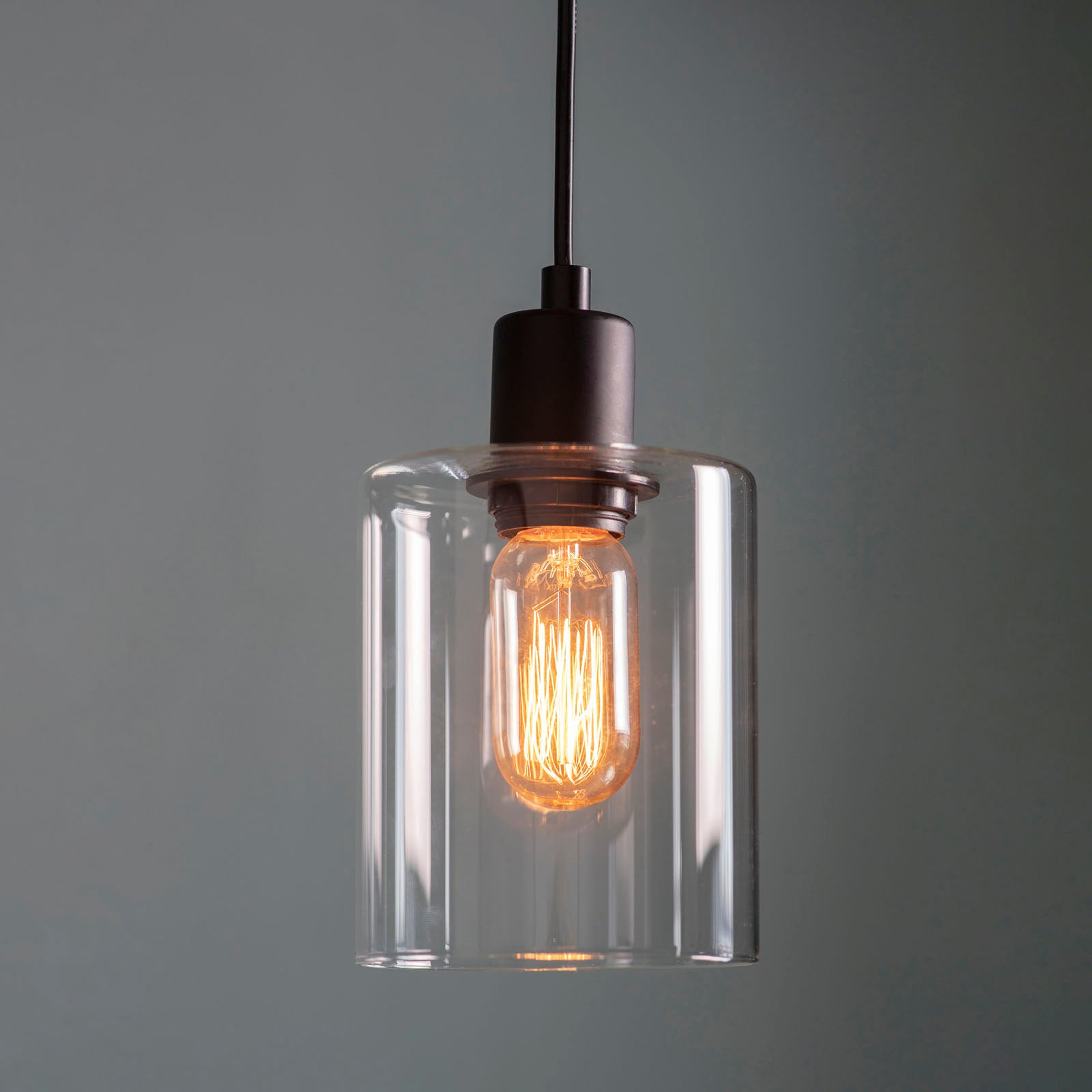 Toledo Matt Black Adjustable Pendant Light (Clear Glass)