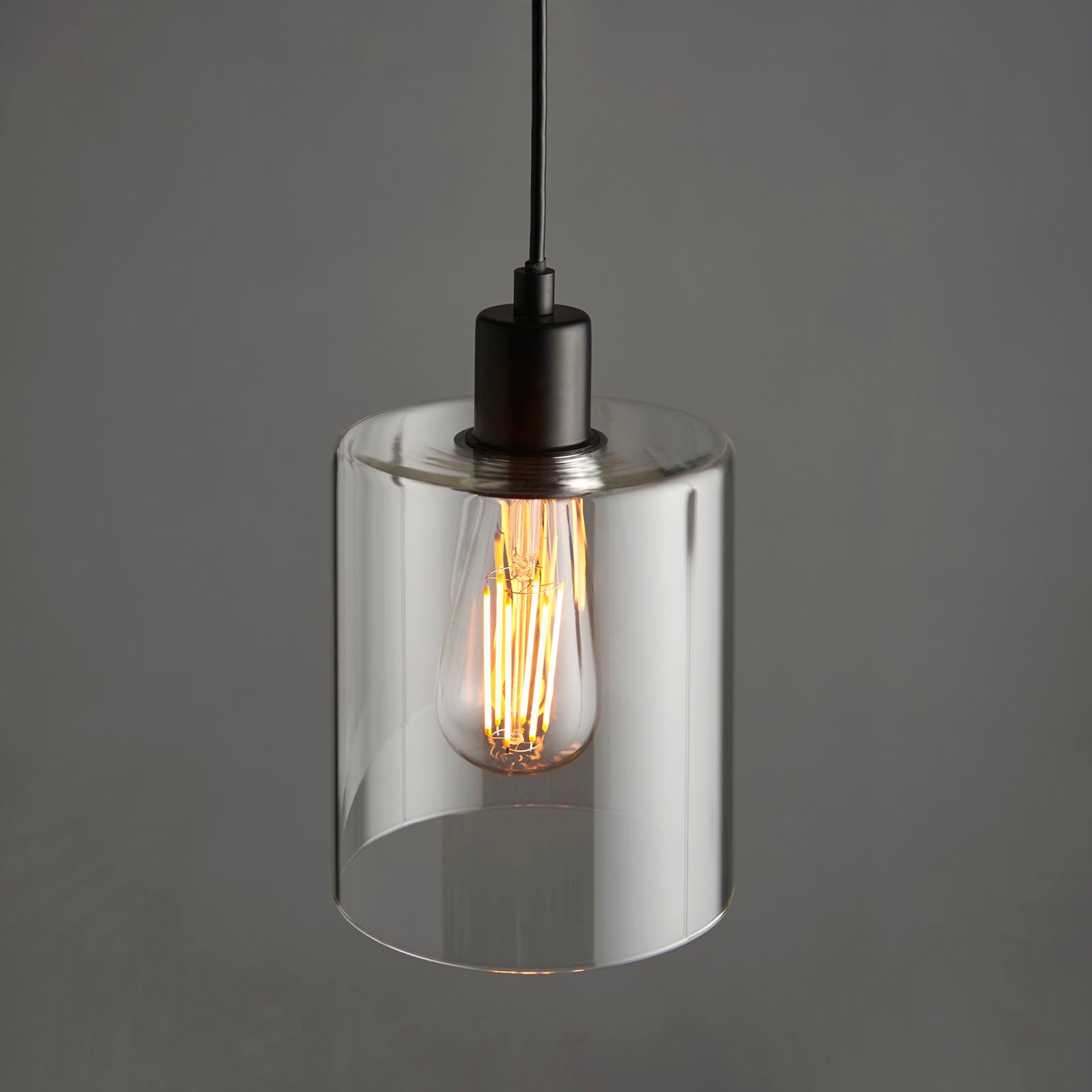 Toledo Matt Black Adjustable Pendant Light (Clear Glass)