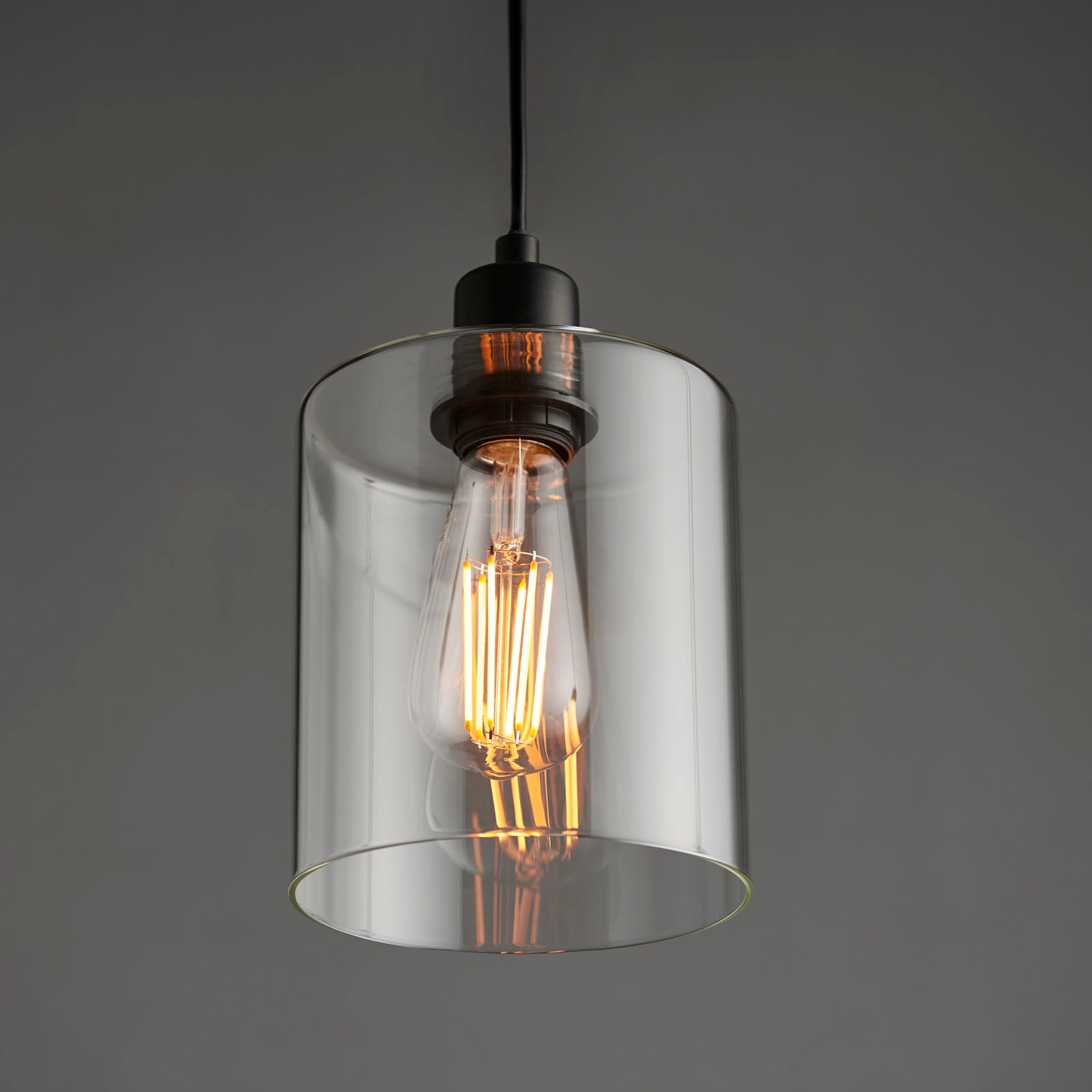 Toledo Matt Black Adjustable Pendant Light (Clear Glass)