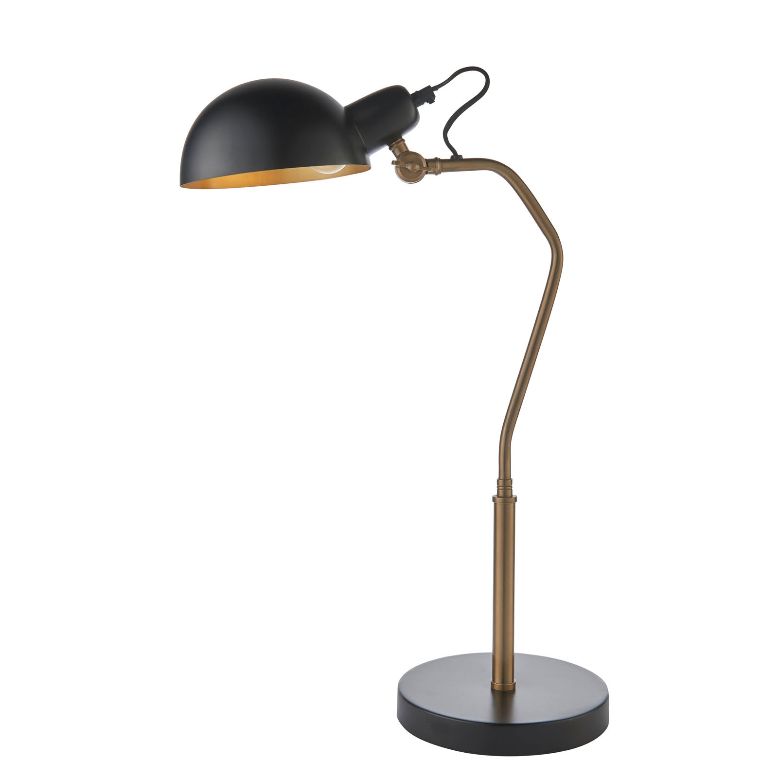 Largo 1-Light Table Lamp in Aged Brass and Black with Adjustable Head