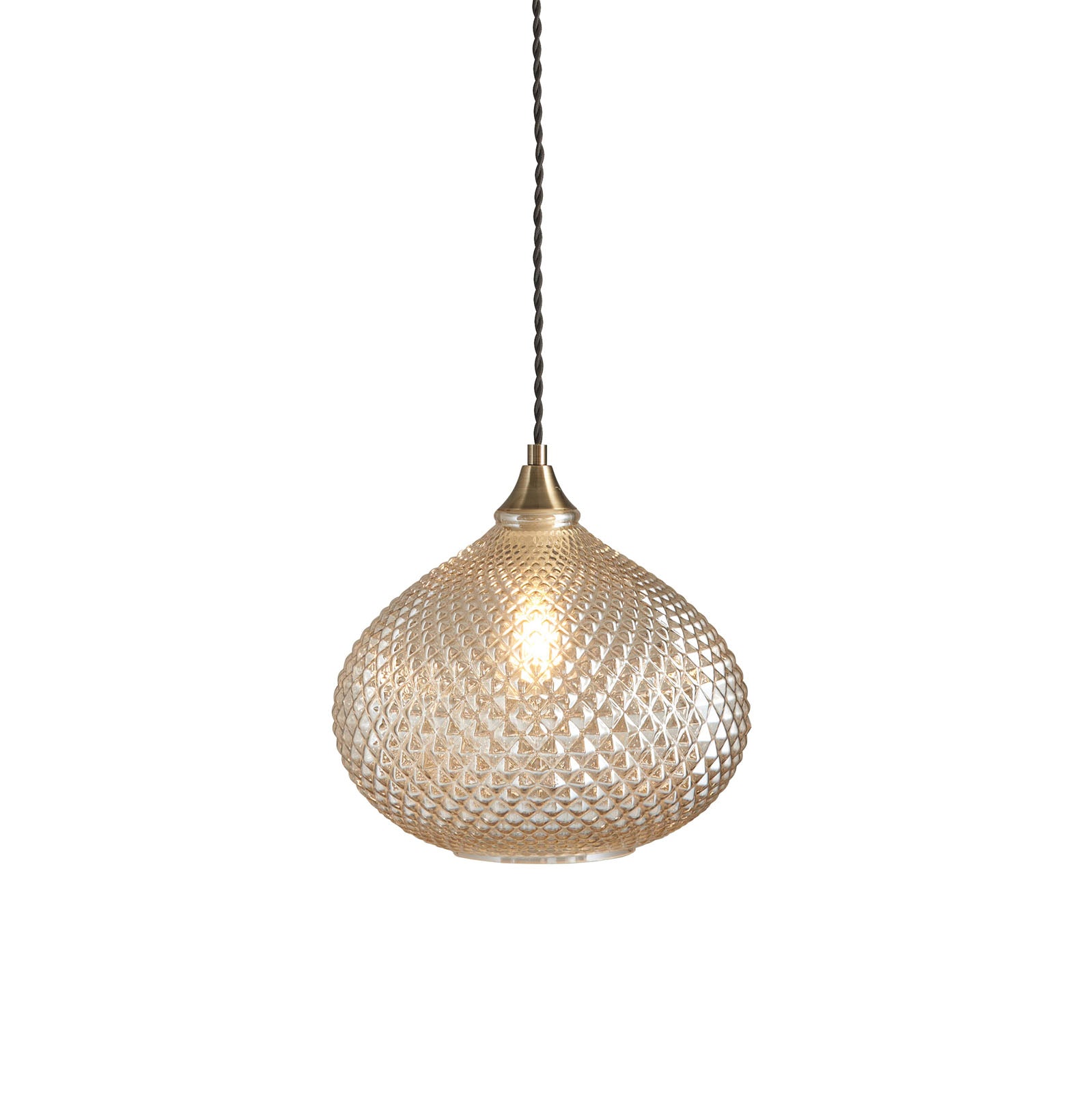 Livia Aged Brass Pendant Light with Opal Glass (Adjustable)