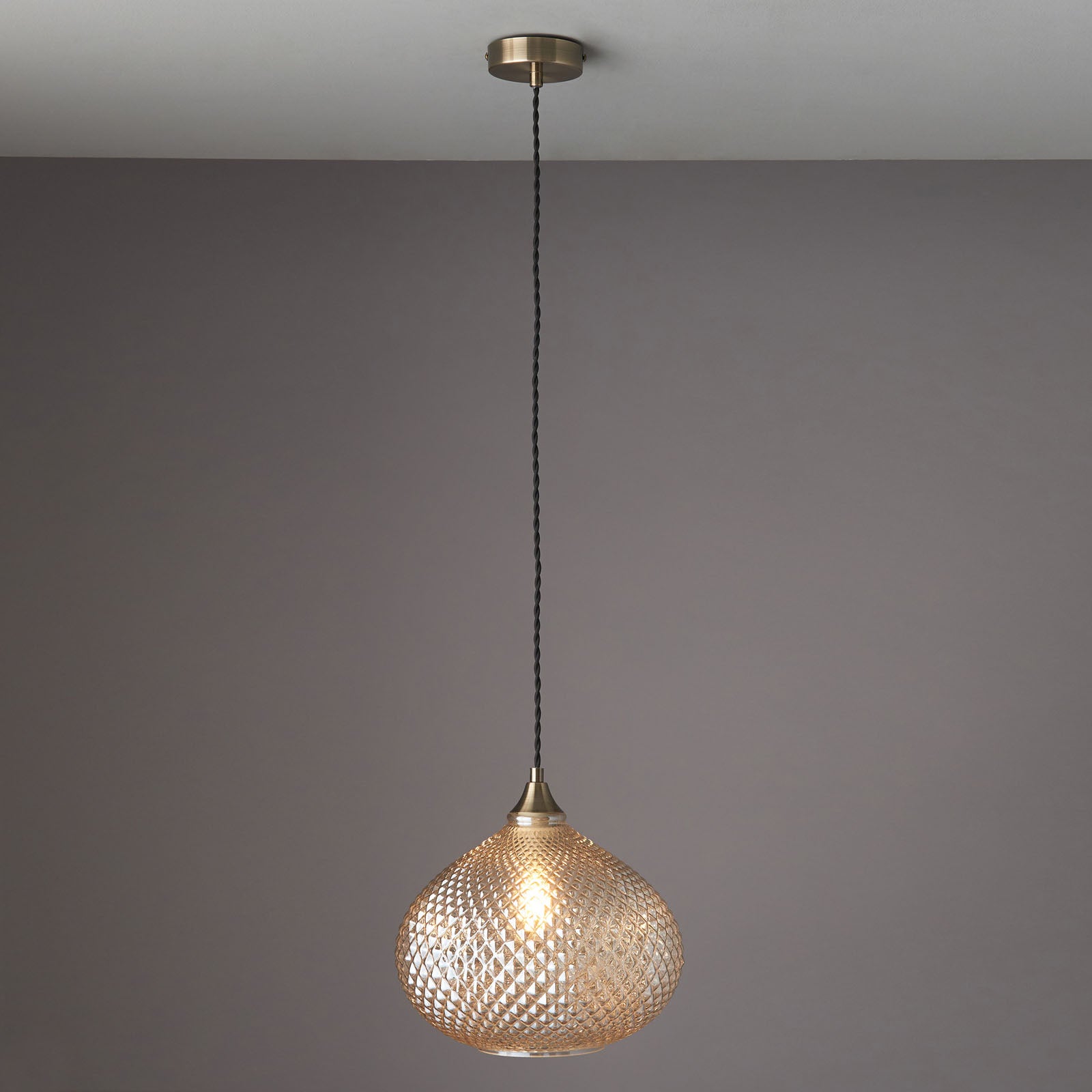 Livia Aged Brass Pendant Light with Opal Glass (Adjustable)